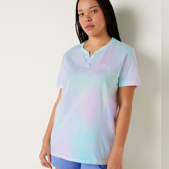 Victorias Secret Pink Henley T-Shirt  Brand New 💎 - Picture 1 of 6